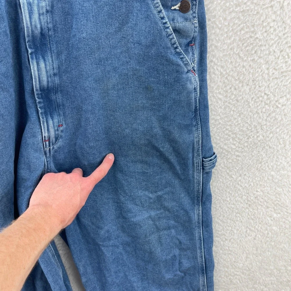 Dickies Overalls Mens 36x34 Blue Straight Leg Denim Bibs Workwear Ranch Chore